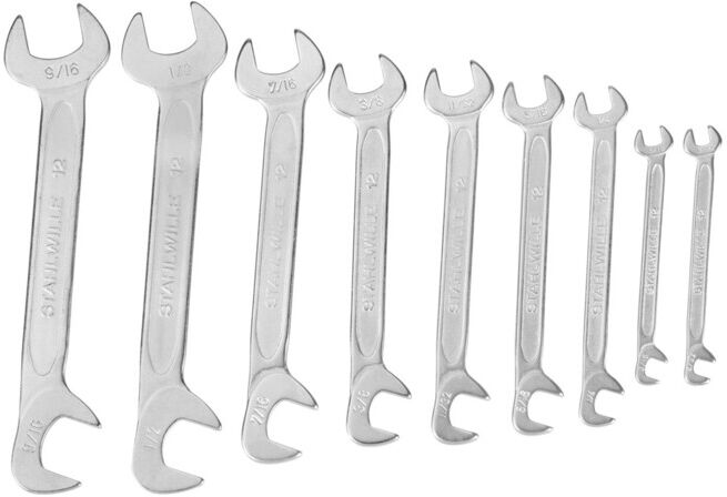 Stahlwille Jeu de petites clésà fourches, chromé sur nickel, Nombre de clés: 9ZOLL (91121108)