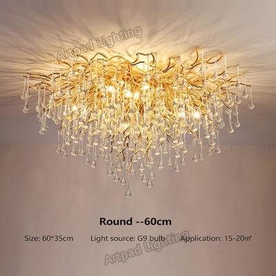 Uplift Treasures Nordic Luxury Gold K9 Crystal LED Chandelier round 60cm gold Body cold White