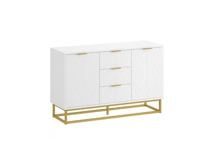 Sideboard with 3 Drawers and Adjustable Shelves for Living Room - White