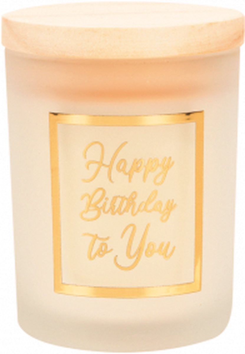 Geurkaars Happy Birthday to you - Wit/goud - In cadeauverpakking