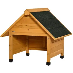 Outsunny Holzgarage für Rasenroboter Mähroboter Carport  Sonnen- & Regenschutz Gelb 75 x 76 x 70 cm