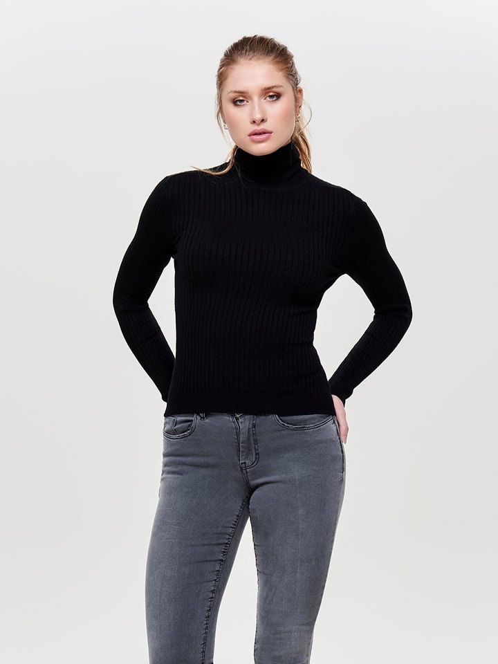 ONLY Rollkragenpullover "Karol" in Schwarz - S