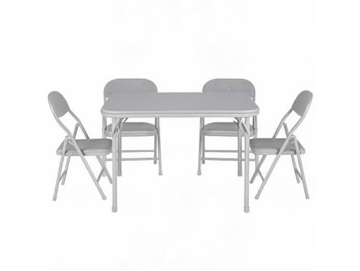 IDEALHOUSE 5-teiliges klappbares Kinder Tisch- und Stuhlset – Metallrahmen mit weicher PU-Polsterung – Platzsparendes Set für Spiel, Lernen & Essen – Ideal für Kinderzimmer, Spielzimmer, Kita – Farbe: