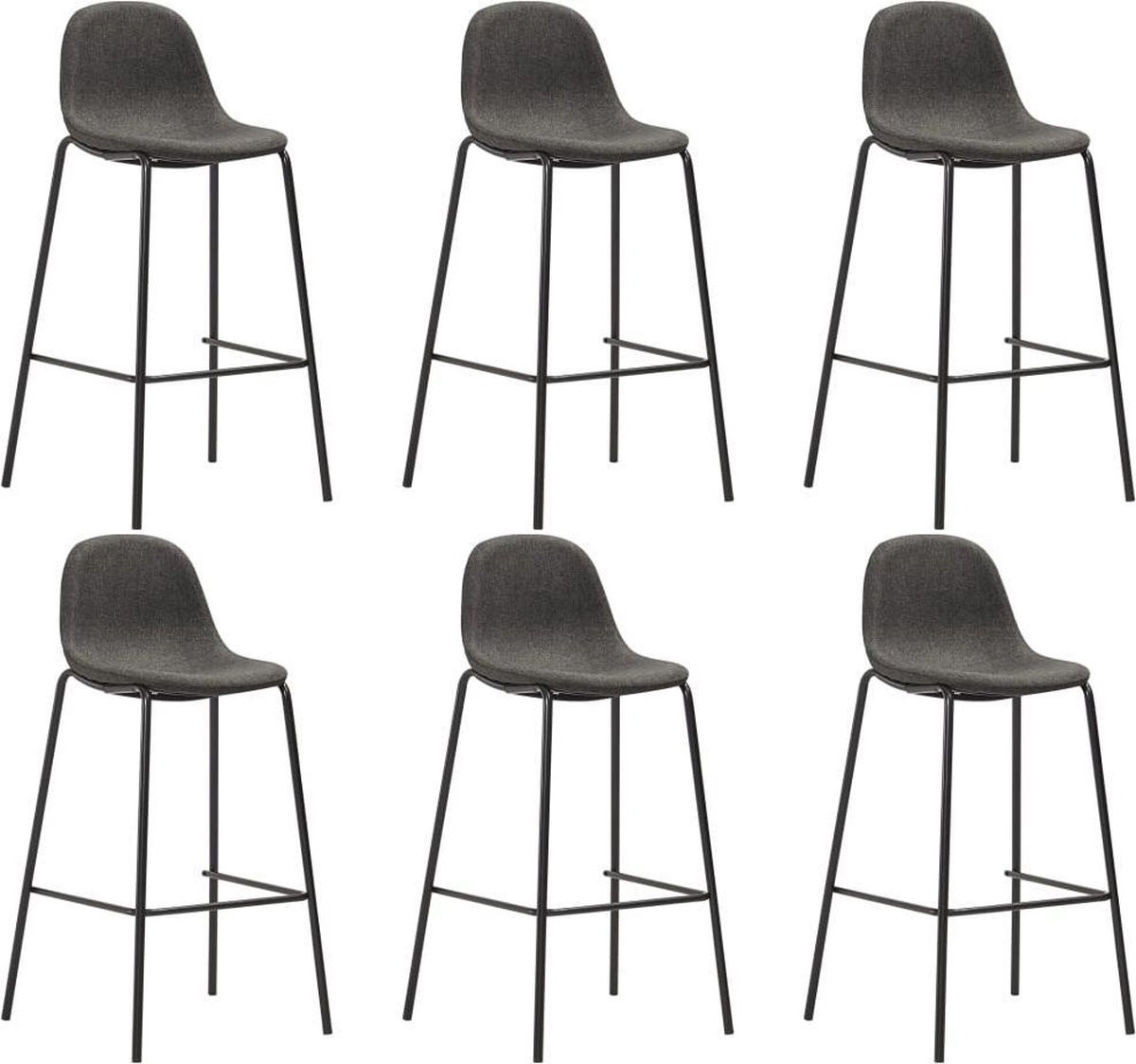 vidaXL Set van 6 Barstoelen in Donkergrijze Stof