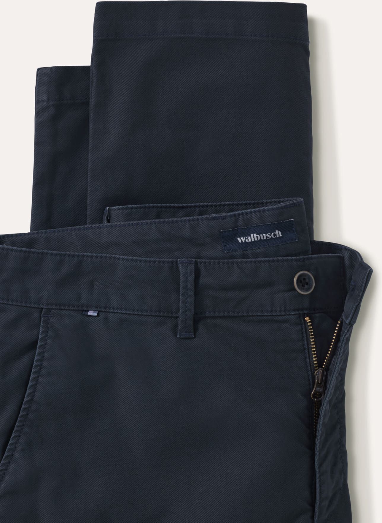 Walbusch 100 Komplimente Chino, Modern Fit#normale Größen#schlanke Größen#untersetzte Größen, Farbe Blau, 60, garment dyed-Färbung 3 verschließbare Taschen Herren
