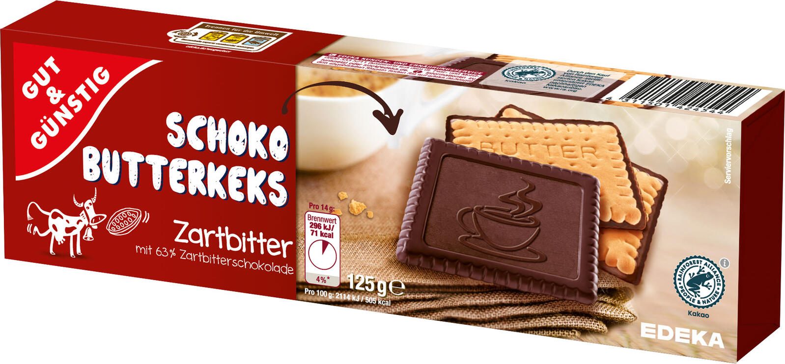 GUT&GÜNSTIG Schoko-Butterkeks Zartbitter 125,0 g 3318425002