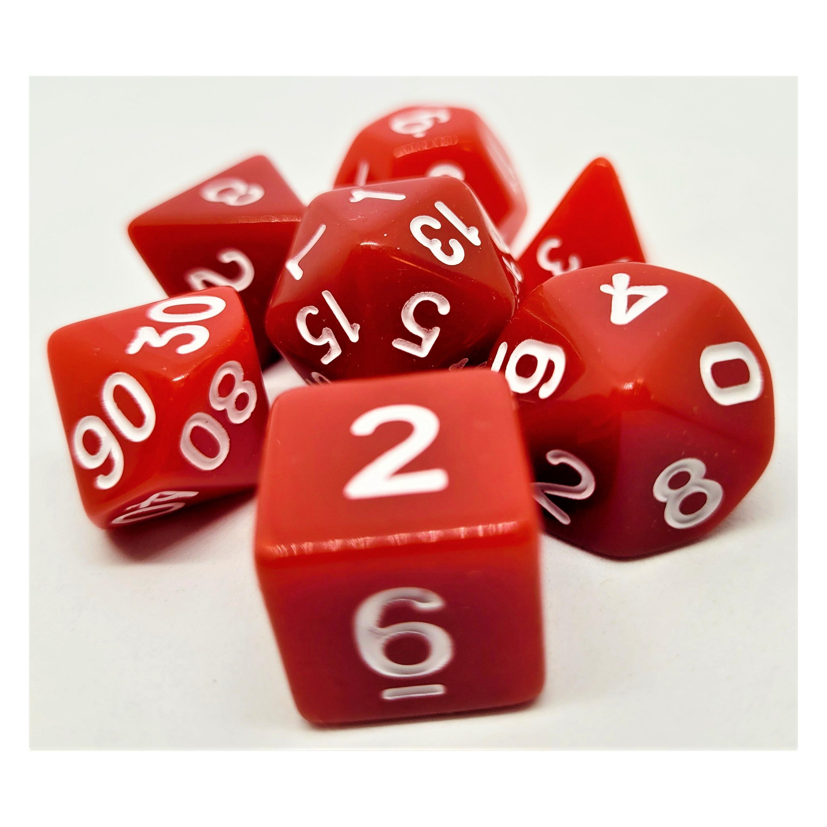 Dice4friends Würfelset Opaque: Red/White (7) (DIC37303)