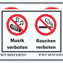 HB-Druck Aufkleber Musik und Rauchen verboten A1 (594x841mm)