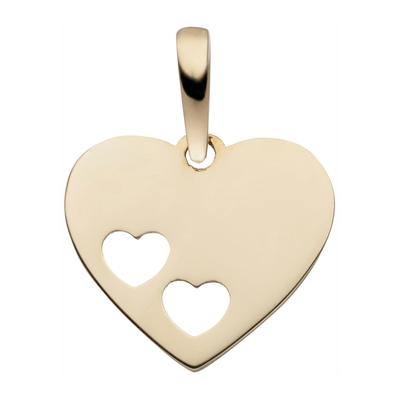 Kettenanhänger JOBO "Anhänger Herzen", gold (gelbgold 333), Schmuckanhänger, Damen, Gelbgold 333, Kettenanhänger, 333 Gold