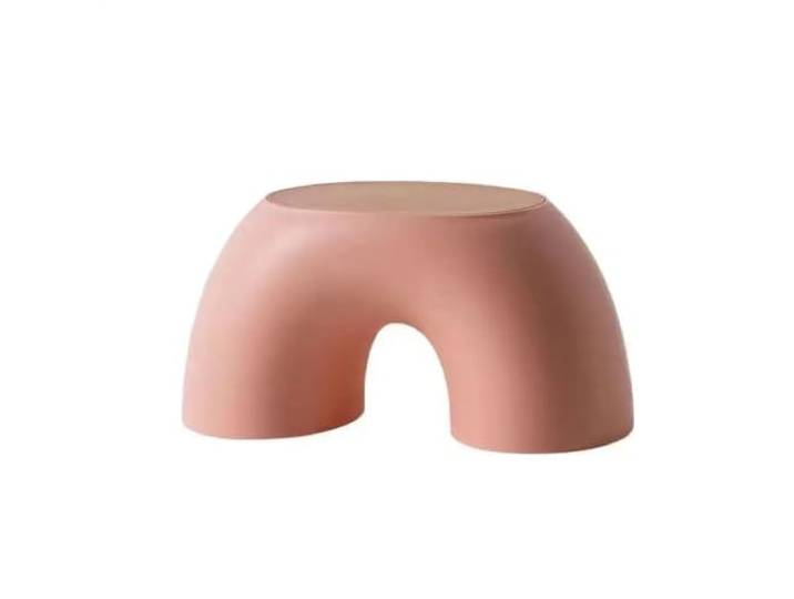QAUUCP Fußhocker für Wohnzimmer Niedriger Kinderhocker „Rainbow“ Verdickte Kunststoffharz langlebige Fußstütze Schuh Putting Sitzbrett Home Schlafsaal Möbel(Ring stool-pink)