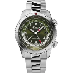 Alpina Startimer Collection Pilot Quartz Worldtimer AL-255GR4S26B - grün,silber - 41mm