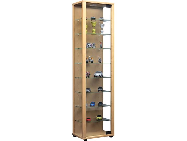 Standvitrine VCM Holz Glas Stand Vitrine Sammelvitrine Edana Maxi , braun (buche), B:33cm, Obermaterial: 100% Holz Wood., Schränke, Standvitrine