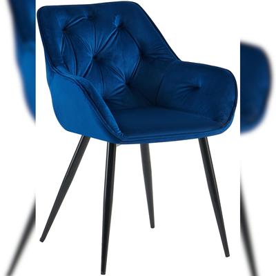 DELUKE Besucherstuhl MADRID - Samt Blau 56x58x81 cm | Besucherstühle Konferenzstuhl Wartezimmerstuhl Bürostühle Bürostuhl Konferenzraum Wartezimmer