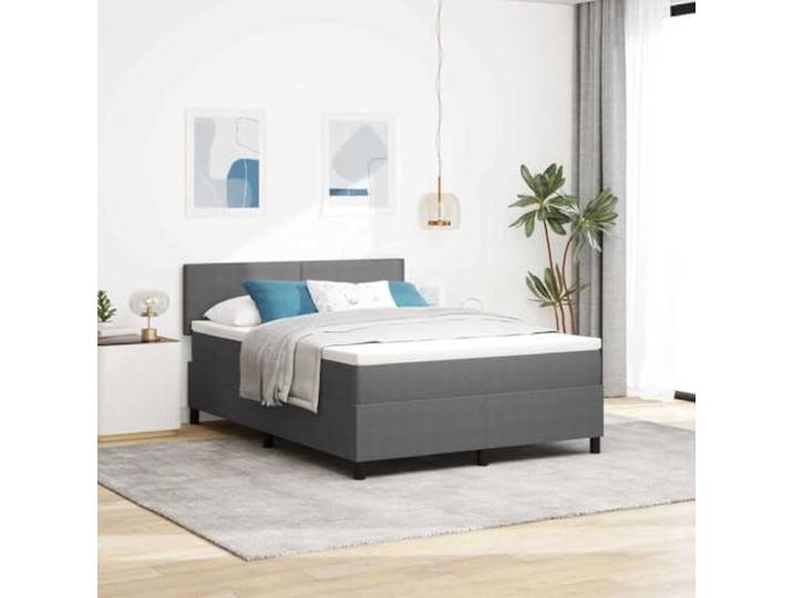 RJPLMFV Boxspringbett, 140 x 190 cm, Hellgrau und Weiß Kopfteil verstellbar, Taschenfedern, Rahmen aus Holz, mittlere Festigkeit