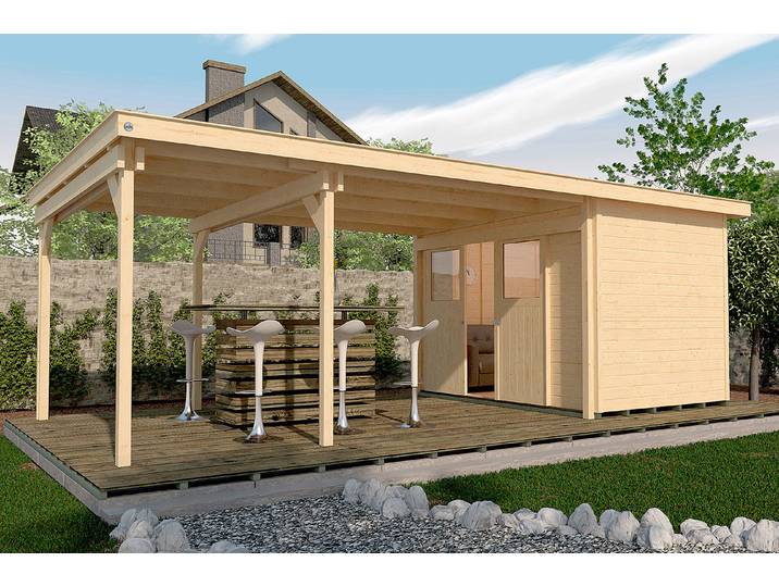 Weka Lounge-Haus 225 B mit Anbau 299 × 647 cm