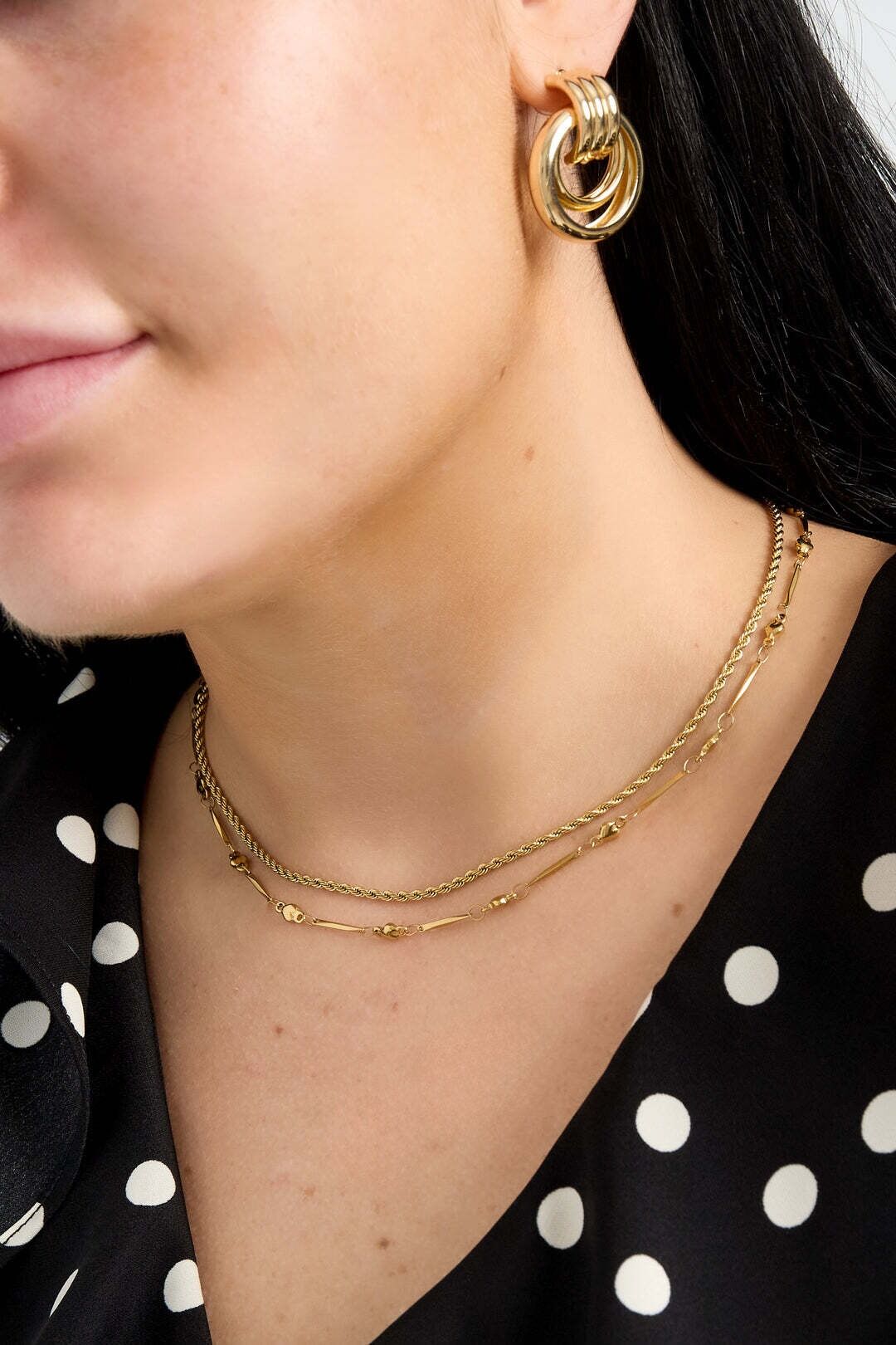 Gliederkette ADELIA´S "Gliederkette aus Edelstahl, mit länglichen Gliedern 41 cm + 5 cm" Gr. 41, goldfarben, Halsketten, Damen, Edelstahl, Gliederkette, Trendiger Modeschmuck mit dem Wechsel aus länglichen und runden Gliedern