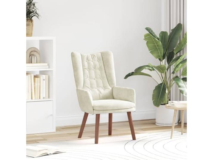 HEFZGDB Relaxsessel Creme Samt Modernes Design Hoher Komfort Ergonomischer Sessel Atmungsaktiver Polyester Stabiler Holzrahmen Gepolsterte Armlehnen Einladende Atmosphäre Perfekt