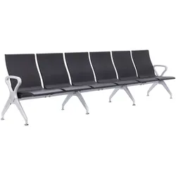 CLP Wartebank Airport-Stil Ermin, Sitzbank Flur mit Lehne, ergonomische Sitzschalen, Wartestühle mit robustem Alu-Gestell, bis 150 kg je Sitz
