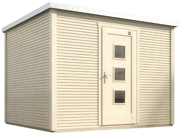 Gartenhaus WEKA wekaLine 413 Gr.2 , beige (naturbelassen), Fußboden im Gartenhaus, Aluminium-Oberschicht, Massivholz, Gartenhäuser, Gartenhaus