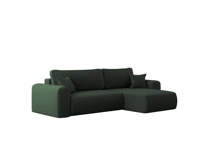 Kaiser Möbel Ecksofa Mit Schlaffunktion und Stauraum für Bettzeug Capri Stoff Poso Grün Rechts, L-Form,L-Form, 272x145 cm, Wohnzimmer, Sofas & Couches, Wohnlandschaften, Ecksofas