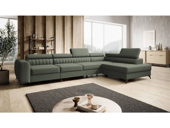 Muffo Ecksofa Piero maxi, mit Schlaffunktion und Bettkasten, Verstellbare Kopfstützen