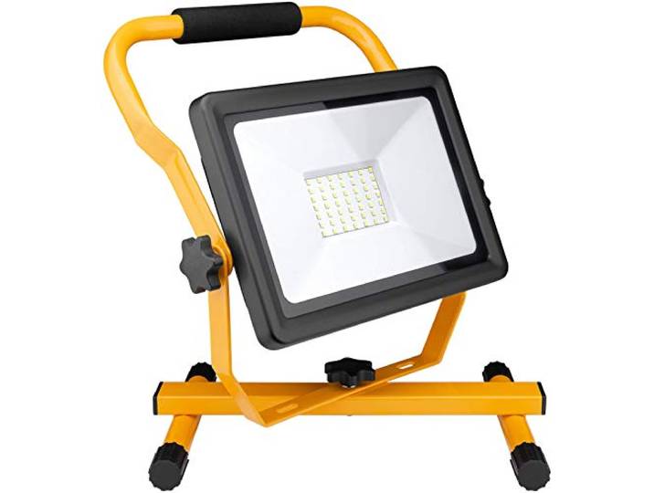 Goobay 49983 Projecteur de chantier à LED avec pied pour intérieur et extérieur\, pied en métal\, lumière froide 50 W