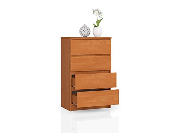 BDW Kommode mit 4 Schubladen, Sideboard, Multifunktionsschrank, Wohnzimmer, Esszimmer 60x99x40cm (Erle)