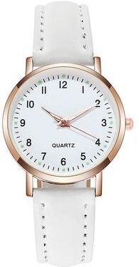 Friendly Fresh Finds Luxury Leather Quartz Watch For Women Elegant Backlight Wristwatch For Ladies white no