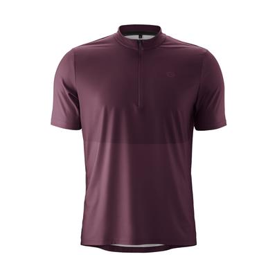Radtrikot GONSO "Adventure Jersey Halfzip M", Herren, Gr. S, lila (dunkelrot), 88% Polyester, 12% Elasthan, Rundhals, Trikots, Herren Fahrradtrikot, modernes Half-Zip Trikot mit Rückentasche