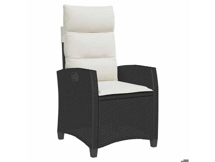 Siège Outdoor - Contre-UV - Chaise de jardin inclinable avec table d'appoint noir polyrotin_1171