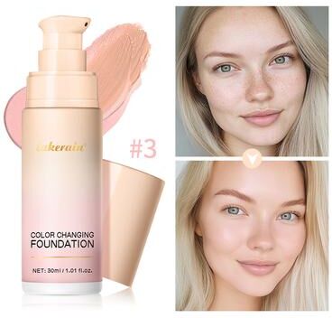 Beloved Skins Foundation Magic Color CC Cream, Color Changing Foundation, Liquid Coverage Self Coloring, Long Lasting Makeup Base 3 Pink