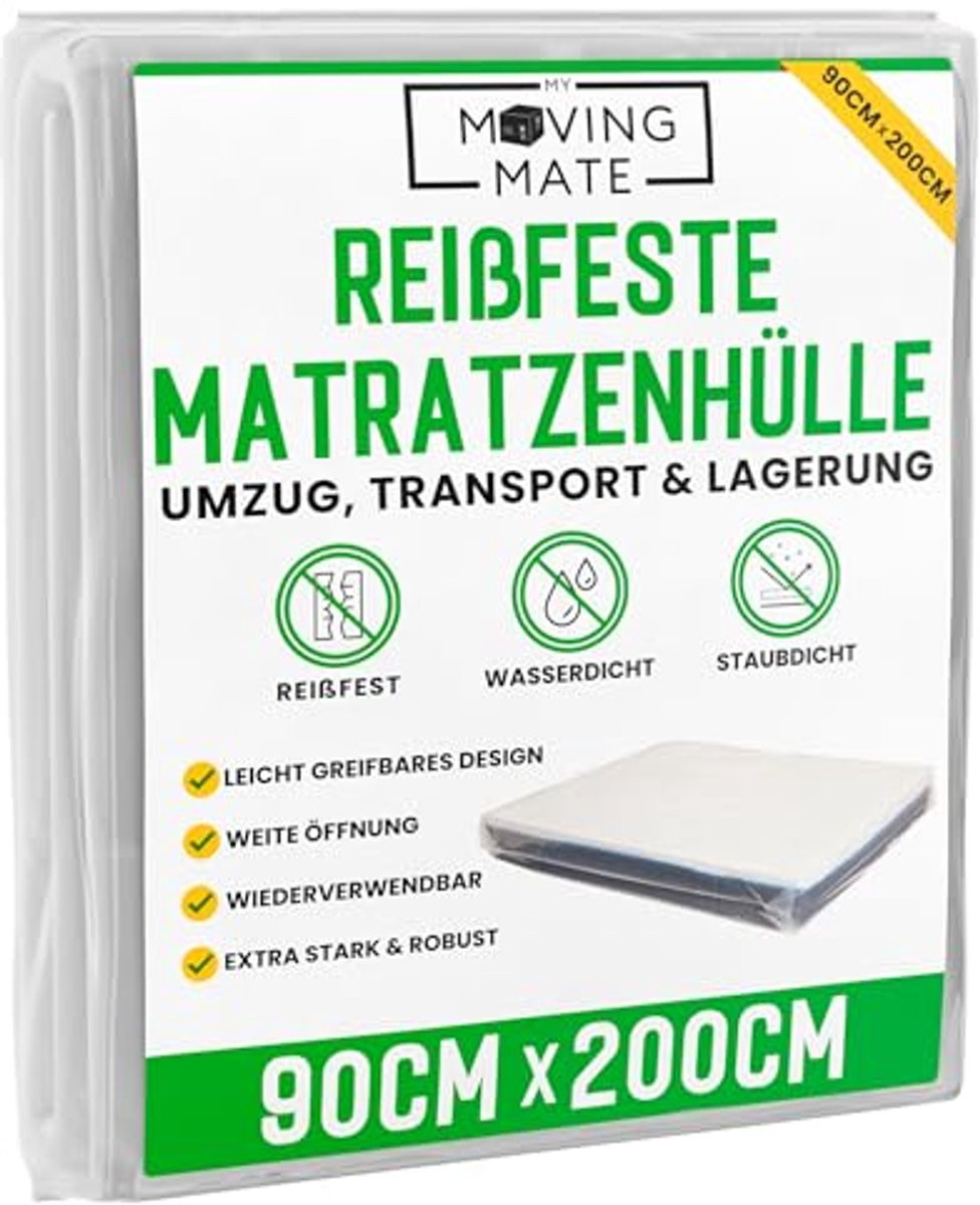 Matrashoes voor verhuizing en opslag 90 x 200 cm – Robuuste en herbruikbare beschermhoes