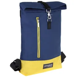 CANVASCO Rucksack aus recyceltem Segeltuch in dunkelblau/gelb - Arbeitstasche wasserabweisend und robust - Schultasche