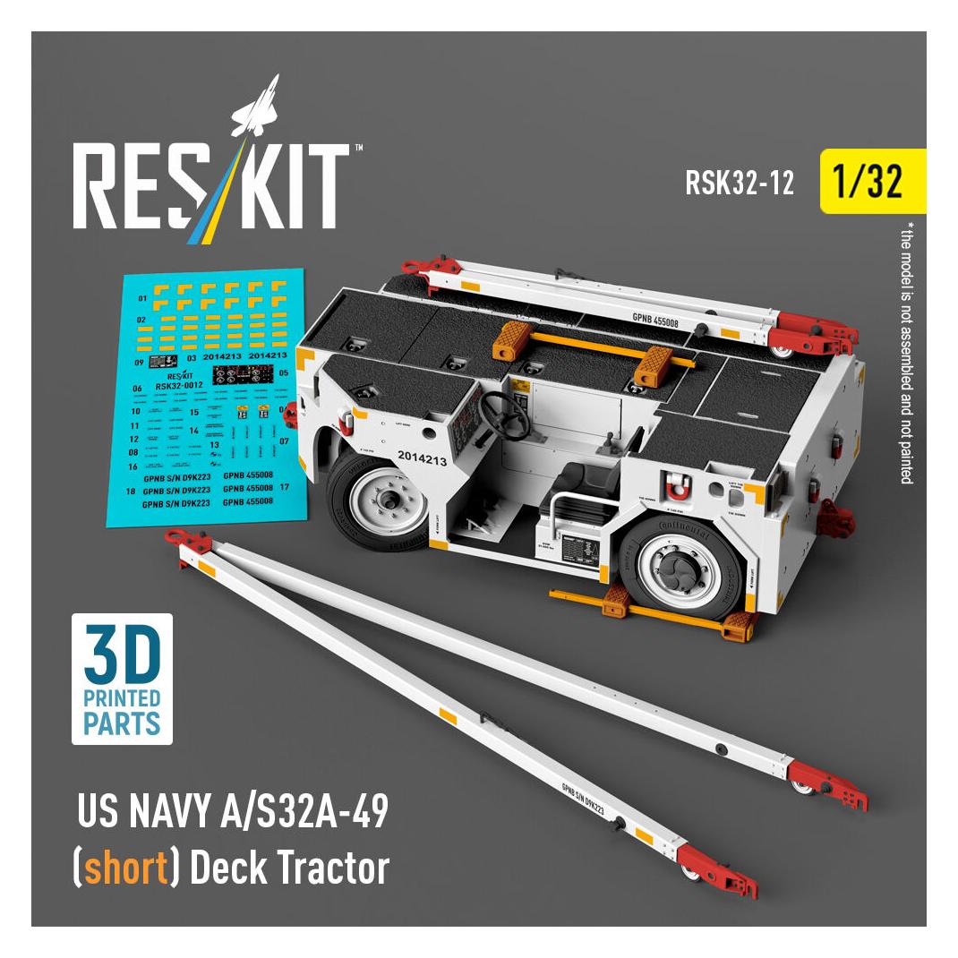 ResKit US NAVY A/S32A-49 (short) Deck Tractor (3D Printed model kit) (RSK32-0012)