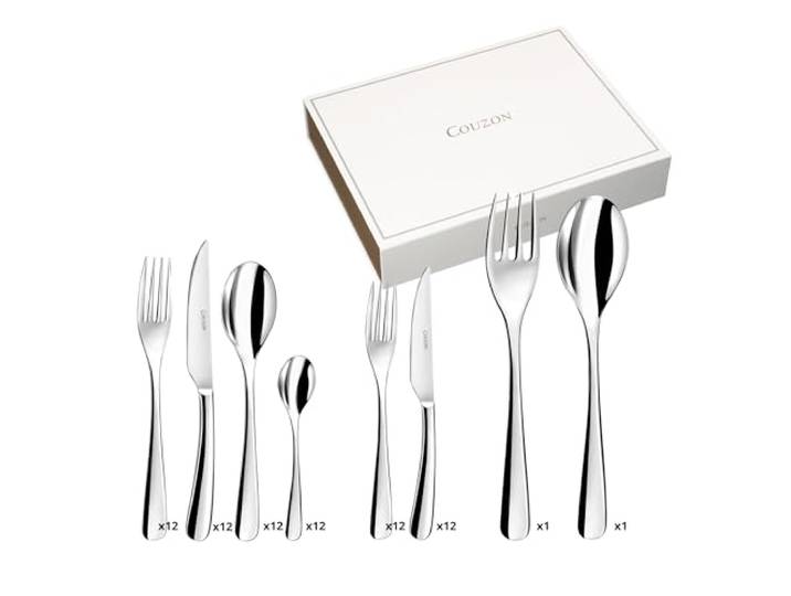 Couzon C88700CW03H48 Haikou Besteckset, 74-teilig – Descenter für 12 Personen, lange Reihe in Schatulle