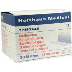 Holthaus Medical YPSIGAZE Mullbinde 4 m starr, Klinikpackung - 1 Packung = 20 Stück lose in der Schachtel, Maße: 12 cm x 4 m 20 St