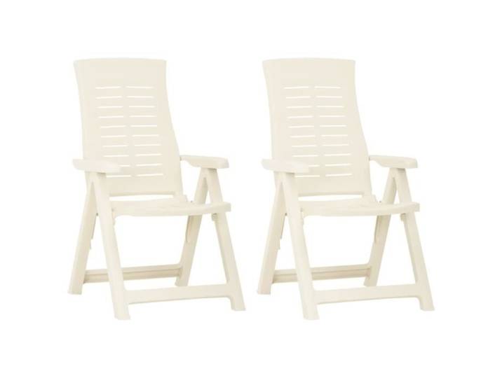 Chaise inclinable de jardin - AKOZON - Blanc - Plastique - Dossier inclinable 5 positions - Pliable