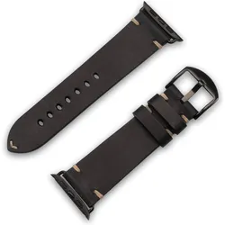 JT Berlin Watchband Alex II Vintage (Edelstahl, Kalbsleder, Leder), Uhrenarmband, Braun, Schwarz