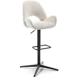 [de]sign & more Barhocker Morella Stoff Beige Creme