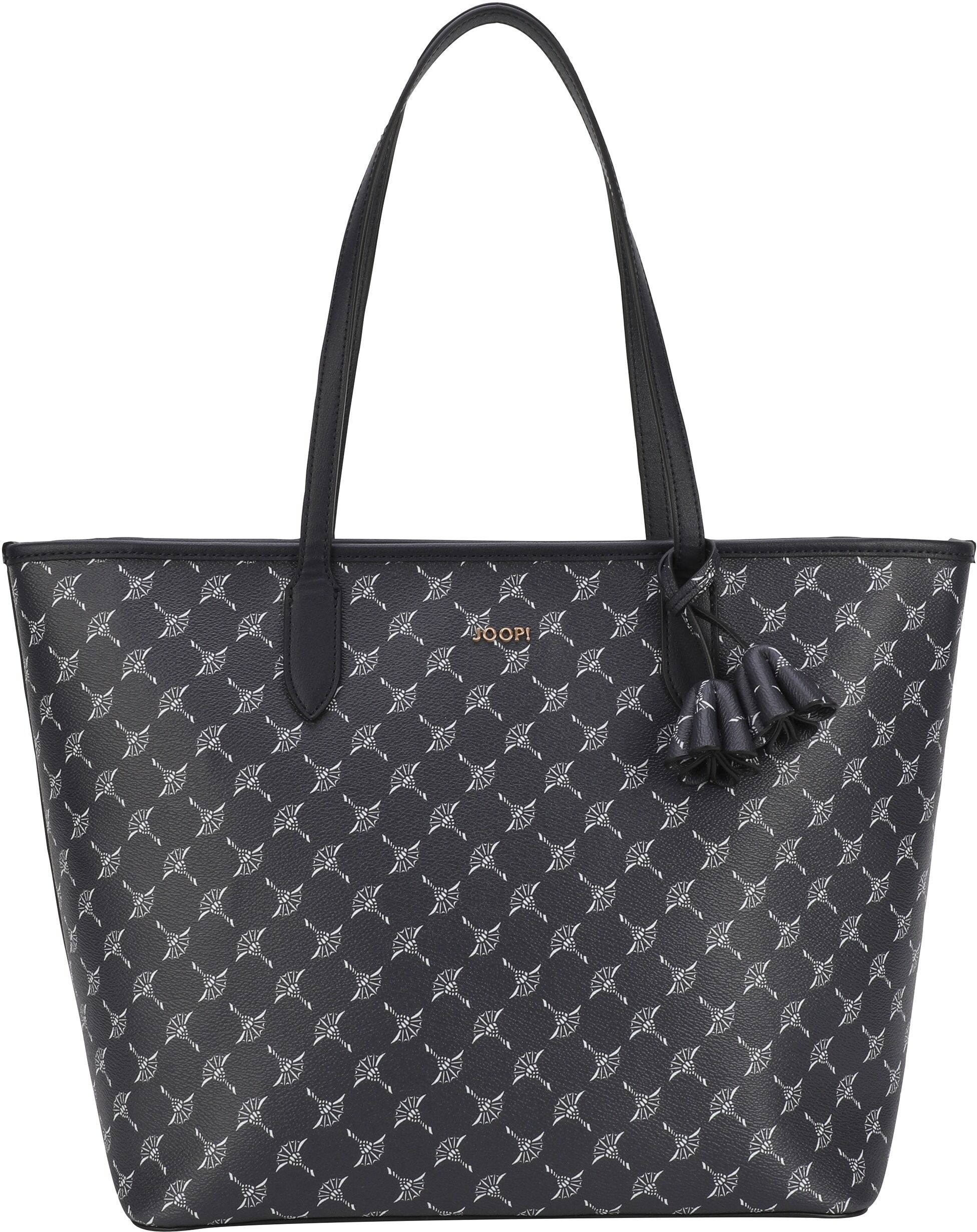 Joop! Shopper JOOP "cortina 1.0 shopper lhz", Damen, Gr. B/H/T: 36cm x 29cm x 17cm, blau (schwarz navy), Lederimitat, bedruckt, Taschen Shopper, Damen Handtasche mit doppeltem Henkel schwarz navy B/H/T: 36cm x 29cm x 17cm