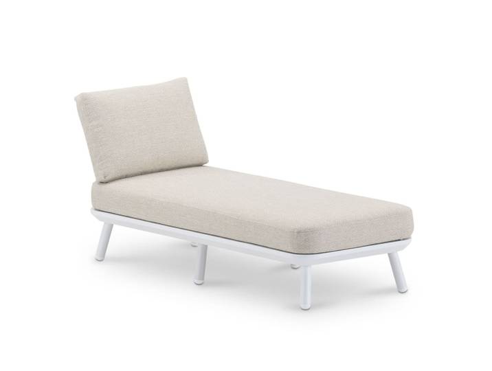 Chaise longue de jardin blanche et corde beige