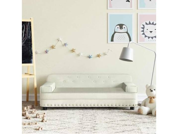 GBCDSWBR Kindersofa Samt - Minisofa Kinderzimmer, 90x53x30 cm, Creme Massiver Kiefernholzrahmen, Weiche Schaumstoffpolsterung, Für 3-6 Jährige