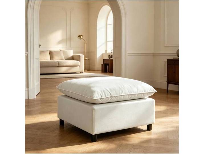 VUENOR Pouf carré 75x75x40 cm gris – repose-pieds modulable sans matelas