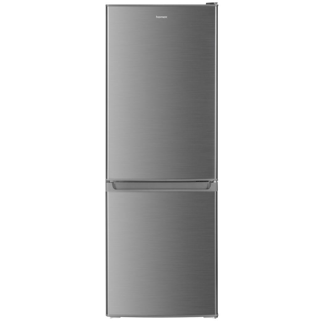 homeX Kühl-Gefrier-Kombination,, Silber, Metall, Kunststoff, Glas, 3 Stück Schubladen, 49.5x142.5x56 cm, Abtauautomatik, Türanschlag wechselbar, höhenverstellbare Füße, LED-Innenbeleuchtung, Gefrierfach, Temperaturanzeige, Küchen, Küchenelektrogeräte, Kühl- & Gefrierschränke, Kühl- & Gefrierkombinationen