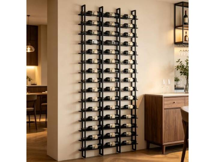 Gpbmn Wandmontierter Weinregal 48 Flaschen Modular Metall Weinlagerregal, Horizontal Weinpräsentationsregal, für Hausbar, Küche, Restaurant und Weinkeller