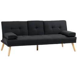 MODFU Schlafsofa 181x77x78 cm, grau, mit klappbarem Tisch, Becherhaltern, verstellbarer Rückenlehne im modernen Skandi-Design