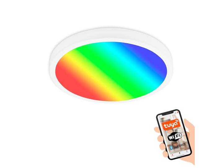 BRILONER - LED Deckenlampe Smart, WiFi LED Deckenleuchte Dimmbar, einstellbare Farbtemperatur, Bunte Farben, Lampe, Sprachsteuerung, Wohnzimmerlampe, Schlafzimmerlampe, 270x60mm