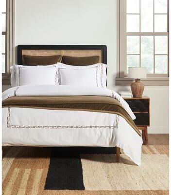 Cottage Home Ellis, Cotton Sateen, White/Saddle, Duvet Cover or Sham