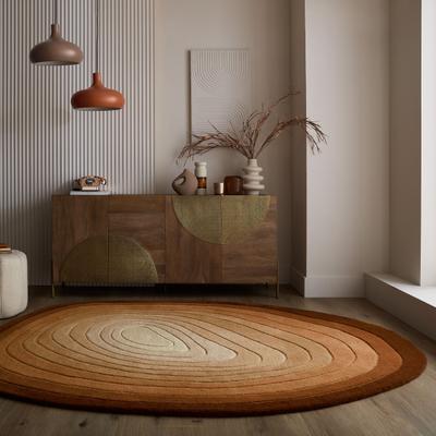 Teppich FLAIR RUGS "PUDDLE OMBRE WOOL", braun, B:160cm H:11mm L:230cm, Wolle, Teppiche, Teppich, Wollteppich in Pfützenform
