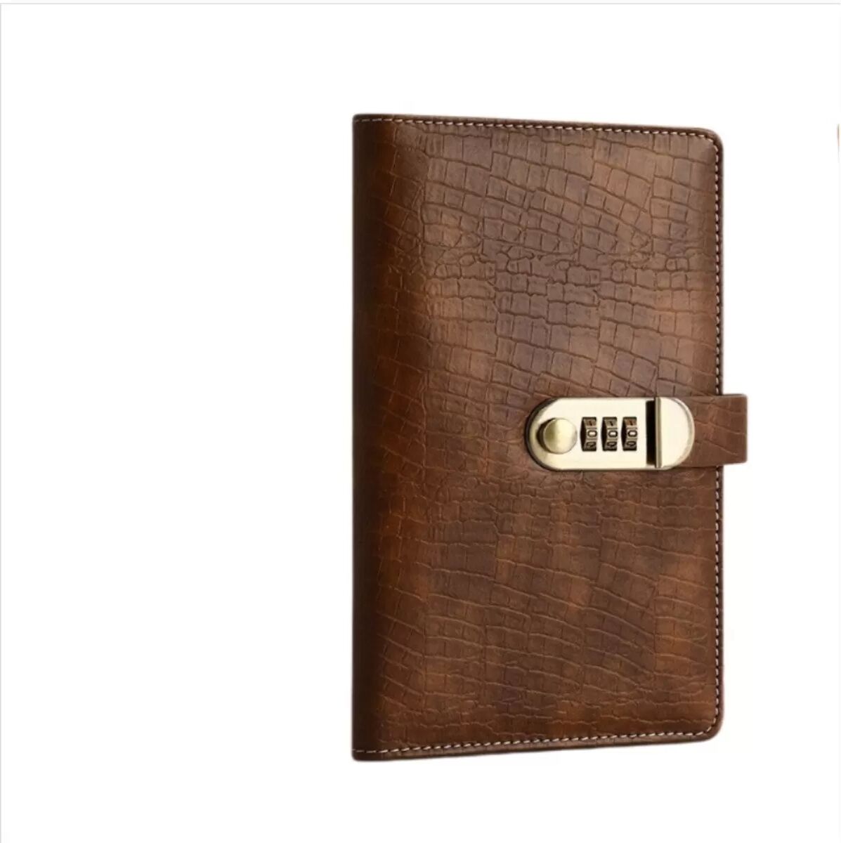 INF Combination Lock Checkbook & Deposit Slip Organizer – PU Leather Passbook Holder with Transparent Sleeves Braun